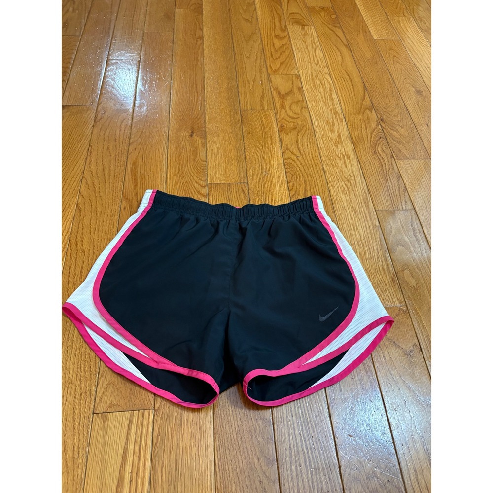 Nike Dri-FIT Tempo Running Shorts Black‎ White Hot Pink Womens Small Activewear